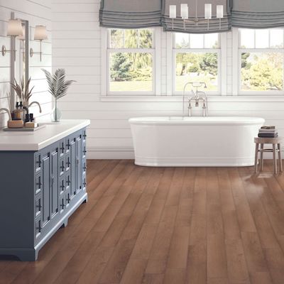 luxury vinyl plank floors in a bathroom